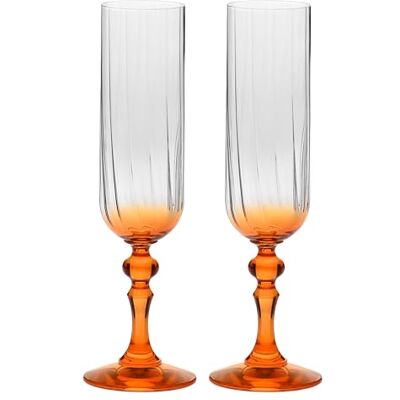 Krosno , Orange Stem Champagne Glasses, Set of 2 x 220 ml, Bubble Krosno , Orange Stem Champagne Glasses, Set of 2 x 220 ml, Bubble