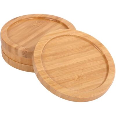 BambooMN Heavy Duty 100% Eco-Friendly Natural Bamboo Coasters 3.75" Round 4 Piece Coaster Set BambooMN Heavy Duty 100% Eco-Friendly Natural Bamboo Coasters 3.75" Round 4 Piece Coaster Set