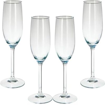 WELL HOME MOBILIARIO & DECORACIÓN Set of 4 210 ml Champagne Glasses in Striped Design Ø4.5x23 cm WELL HOME MOBILIARIO & DECORACIÓN Set of 4 210 ml Champagne Glasses in Striped Design Ø4.5x23 cm