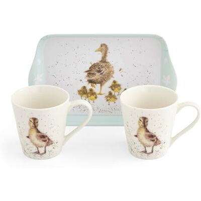 Royal Worcester x Wrendale Designs Mug and Tray Set Porcelain & Melamine, Lovely Mum Duck & Ducklings Design by Artist Hannah Dale, Suitable for Tea or Coffee Time with Your Partner Royal Worcester x Wrendale Designs Mug and Tray Set Porcelain & Melamine, Lovely Mum Duck & Ducklings Design by Artist Hannah Dale, Suitable for Tea or Coffee Time with Your Partner