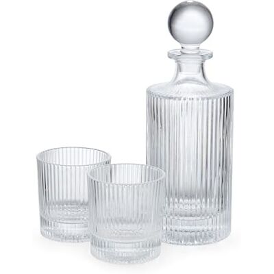 BarCraft Whiskey Decanter Glass Set, Includes 750ml Whisky Decanter & 2 Whisky Glasses, Drinkware for Liquor, Whisky, Vodka or Wine, Drinkware Gift Set BarCraft Whiskey Decanter Glass Set, Includes 750ml Whisky Decanter & 2 Whisky Glasses, Drinkware for Liquor, Whisky, Vodka or Wine, Drinkware Gift Set