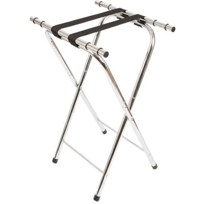 Harbour Housewares Folding Serving Tray Stand Chrome Metal Butler Stand with Non-Slip Straps, Portable Heavy Duty Food Tray Holder for Kitchen, Restaurant & Room Service Harbour Housewares Folding Serving Tray Stand Chrome Metal Butler Stand with Non-Slip Straps, Portable Heavy Duty Food Tray Holder for Kitchen, Restaurant & Room Service