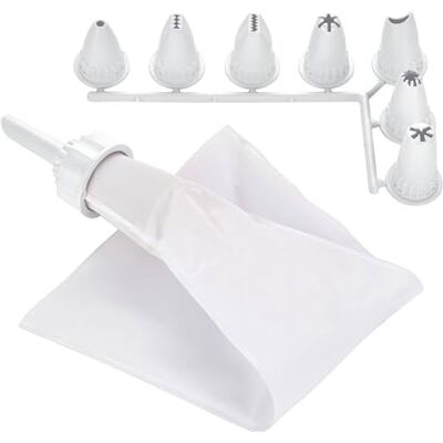 WELL HOME MOBILIARIO & DECORACIÓN 650ml Pastry Bag with 8 Removable Tips White WELL HOME MOBILIARIO & DECORACIÓN 650ml Pastry Bag with 8 Removable Tips White