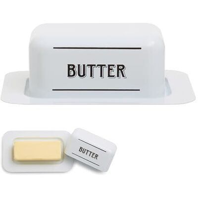 Premier Housewares Rectangular White Metal Butter Dish Metal Build Butter Dish With Lid For Dining Table Elegant Design Butter Dish For Breakfast Versatile Butter Dish Premier Housewares Rectangular White Metal Butter Dish Metal Build Butter Dish With Lid For Dining Table Elegant Design Butter Dish For Breakfast Versatile Butter Dish