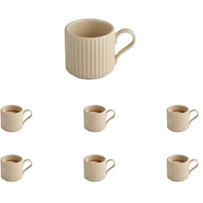 APS The Grid 19023 Espresso Cups, Porcelain, Diameter 6 cm, 80 ml, Sand, Stackable, Set of 6 APS The Grid 19023 Espresso Cups, Porcelain, Diameter 6 cm, 80 ml, Sand, Stackable, Set of 6