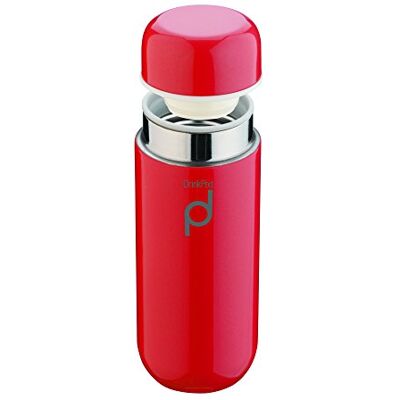 Drink Pod Vacuum Insulated Flask, 200ml, Stainless Steel with Red Coating Drink Pod Vacuum Insulated Flask, 200ml, Stainless Steel with Red Coating