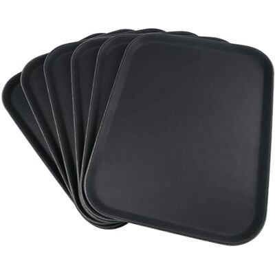 Grunwerg Non-Slip Rectangular Food and Drink Plastic Serving Tray with High Grip Rubber Surface, 45 x 35cm, Pack of 6, PN-1418/6, Black Grunwerg Non-Slip Rectangular Food and Drink Plastic Serving Tray with High Grip Rubber Surface, 45 x 35cm, Pack of 6, PN-1418/6, Black
