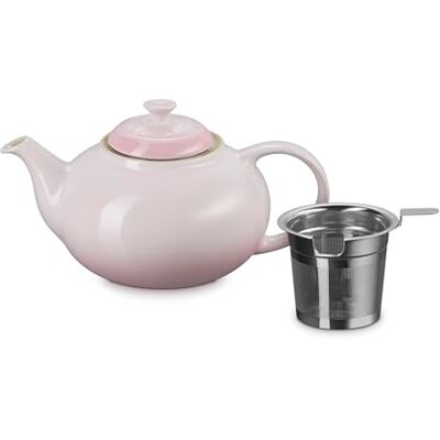 LE CREUSET Stoneware Teapot with Stainless Steel Infuser, 1.3l, Shell Pink LE CREUSET Stoneware Teapot with Stainless Steel Infuser, 1.3l, Shell Pink