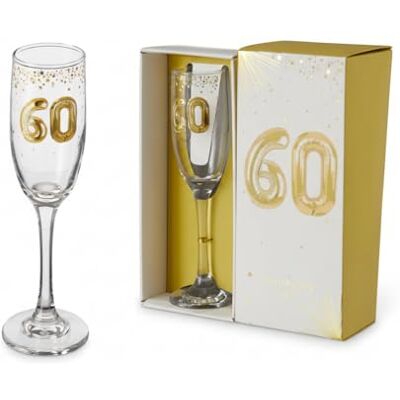 HOX 60th Birthday Champagne Flute in Gift Box – Elegant Gold Balloon‑Style ‘60’ Design for Prosecco, Champagne & Celebrations – Crystal‑Clear Glass Keepsake HOX 60th Birthday Champagne Flute in Gift Box – Elegant Gold Balloon‑Style ‘60’ Design for Prosecco, Champagne & Celebrations – Crystal‑Clear Glass Keepsake