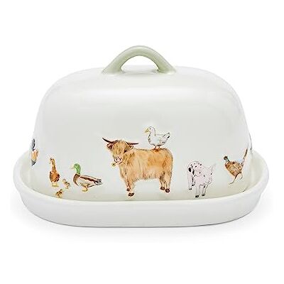 Cooksmart British Designed Ceramic Butter Dish with Lid Large Butter Dish for All Types of Kitchens Butter Dishes for of Butter (Buttercup Farm), White Cooksmart British Designed Ceramic Butter Dish with Lid Large Butter Dish for All Types of Kitchens Butter Dishes for of Butter (Buttercup Farm), White