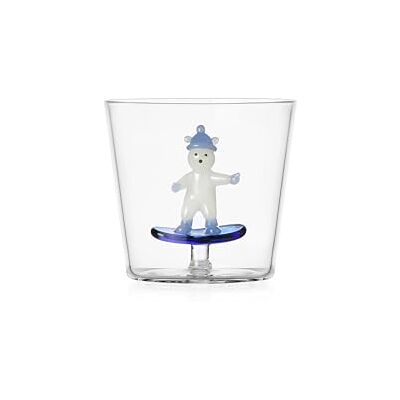 Ichendorf Milano Snow Games Collection Bear and Snowboard Tumbler, 30 cl, Borosilicate Glass, Handmade Ichendorf Milano Snow Games Collection Bear and Snowboard Tumbler, 30 cl, Borosilicate Glass, Handmade