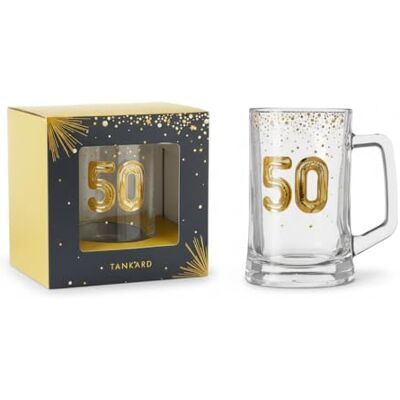 HOX 50th Birthday Glass Tankard 1 Pint – Gold Number 50 Beer Mug with Gift Box, Celebration Beer Glass for Men, Milestone Birthday Gift Idea HOX 50th Birthday Glass Tankard 1 Pint – Gold Number 50 Beer Mug with Gift Box, Celebration Beer Glass for Men, Milestone Birthday Gift Idea