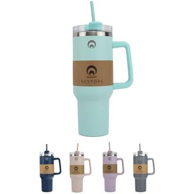 Restore Tumbler with Handle Water Bottle with Straw Lid, Roomy Tumbler Stainless Steel Straw Lid Multi Colour Selection Cup for Hot/Cold Beverages, Water Bottle (Mint, 1L) Restore Tumbler with Handle Water Bottle with Straw Lid, Roomy Tumbler Stainless Steel Straw Lid Multi Colour Selection Cup for Hot/Cold Beverages, Water Bottle (Mint, 1L)