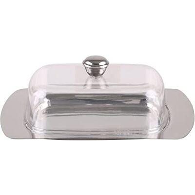 Urban Living Inox Silver Line Prestige Butter Dish with Acrylic Lid 19.5 cm Urban Living Inox Silver Line Prestige Butter Dish with Acrylic Lid 19.5 cm