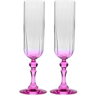 Krosno , Pink Stem Champagne Glasses, Set of 2 x 220 ml, Bubble Krosno , Pink Stem Champagne Glasses, Set of 2 x 220 ml, Bubble