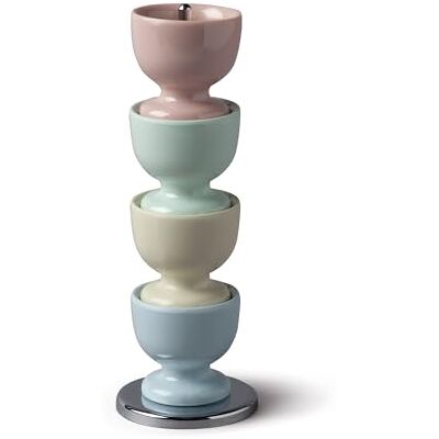 Zeal Stack and Store Egg Cups/Holders, Set of 4 with Chrome Storage and Carry Stand, Melamine, Classic Mix Zeal Stack and Store Egg Cups/Holders, Set of 4 with Chrome Storage and Carry Stand, Melamine, Classic Mix