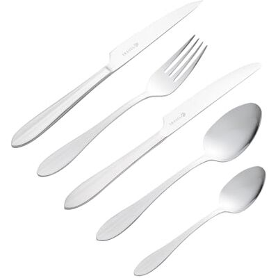 Viners Breeze Cutlery Set 18/0 Stainless Steel Set of 16 Pieces + 4 Steak Knives Silver Mirror Finish Dishwasher Safe Viners Breeze Cutlery Set 18/0 Stainless Steel Set of 16 Pieces + 4 Steak Knives Silver Mirror Finish Dishwasher Safe