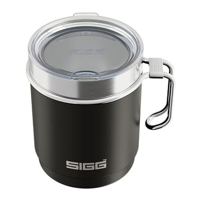 Sigg Camp Thermo Travel Mug Night Black with Tritan Lid & Handle Dishwasher Safe BPA Free 18/8 Stainless Steel Camping & Hiking Black 0.36L Sigg Camp Thermo Travel Mug Night Black with Tritan Lid & Handle Dishwasher Safe BPA Free 18/8 Stainless Steel Camping & Hiking Black 0.36L