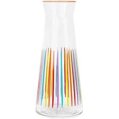 Talking Tables Bright Striped Glass Jug Carafe Pitchers, 25 cm Narrow Neck Glass Carafes for Fridge, Water, Milk, Iced Tea, Juice, Beverage, Wine Decanter Talking Tables Bright Striped Glass Jug Carafe Pitchers, 25 cm Narrow Neck Glass Carafes for Fridge, Water, Milk, Iced Tea, Juice, Beverage, Wine Decanter