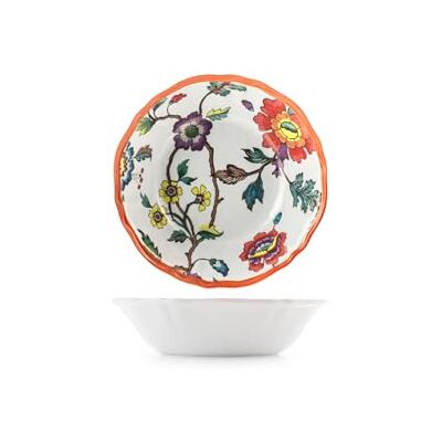 H&H , Set of 6 Decorative Melamine Soup Plates Blossom Collection Diameter 19 cm Floral Design with Coloured Border Durable, Shatterproof, Perfect for Outdoors, Camping, Patio, Garden H&H , Set of 6 Decorative Melamine Soup Plates Blossom Collection Diameter 19 cm Floral Design with Coloured Border Durable, Shatterproof, Perfect for Outdoors, Camping, Patio, Garden