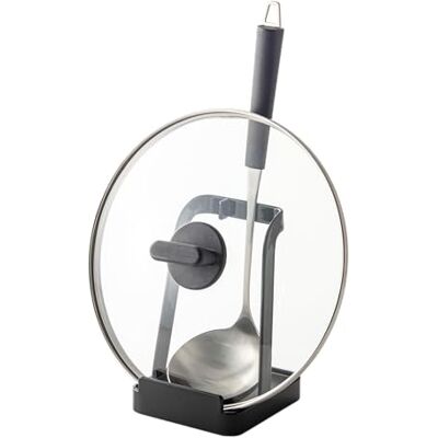 YAMAZAKI 2249 Tower Ladle & Pot Lid Stand, Black, Steel, Minimalist Design, 10 x 10 x 15 cm (LxWxH) YAMAZAKI 2249 Tower Ladle & Pot Lid Stand, Black, Steel, Minimalist Design, 10 x 10 x 15 cm (LxWxH)