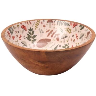 Dexam Woodland Mango Wood Large Serving Bowl Beige Sustainably Sourced, Hedgehog & Mushroom Print, Hand-Finished, Salad & Fruit Serving, Made in India Dexam Woodland Mango Wood Large Serving Bowl Beige Sustainably Sourced, Hedgehog & Mushroom Print, Hand-Finished, Salad & Fruit Serving, Made in India