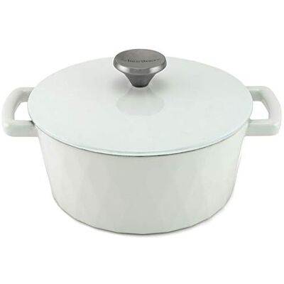 HearthStone Cookware Enamelled Cast Iron Diamond Peach, White, 24 cm, 3.3 L. for All Surfaces, Including Induction and Oven. HearthStone Cookware Enamelled Cast Iron Diamond Peach, White, 24 cm, 3.3 L. for All Surfaces, Including Induction and Oven.