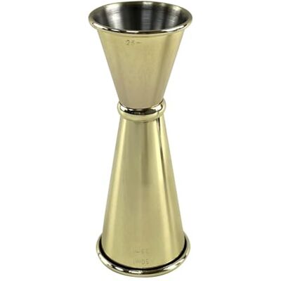 Beaumont Gold Plated Banded Cocktail Jigger 25ml/35ml/50ml Stainless Steel, Dishwasher Safe, Spirit Measurer, Ideal for Bars, Home Use, Mixologists Beaumont Gold Plated Banded Cocktail Jigger 25ml/35ml/50ml Stainless Steel, Dishwasher Safe, Spirit Measurer, Ideal for Bars, Home Use, Mixologists