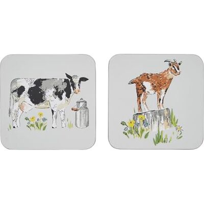 Ulster Weavers Farm Animals Coasters Durable 100% Cork Coasters Set of 4 Pieces Size 10.5 x 10.5 x 0.5cm Goat & Cow Coaster Set for Drinks/Cups/Mugs Kitchen Gifts Kitchen Accessories Ulster Weavers Farm Animals Coasters Durable 100% Cork Coasters Set of 4 Pieces Size 10.5 x 10.5 x 0.5cm Goat & Cow Coaster Set for Drinks/Cups/Mugs Kitchen Gifts Kitchen Accessories