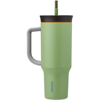 Owala Stainless Steel Triple Layer Insulated Travel Tumbler with Spill-Resistant Lid, Straw, and Carry Handle, 1185ml, Green (Brave Adventures) Owala Stainless Steel Triple Layer Insulated Travel Tumbler with Spill-Resistant Lid, Straw, and Carry Handle, 1185ml, Green (Brave Adventures)