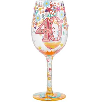Enesco Lolita Happy 40th Birthday Wine Glass Drinking Glasses Enesco Lolita Happy 40th Birthday Wine Glass Drinking Glasses