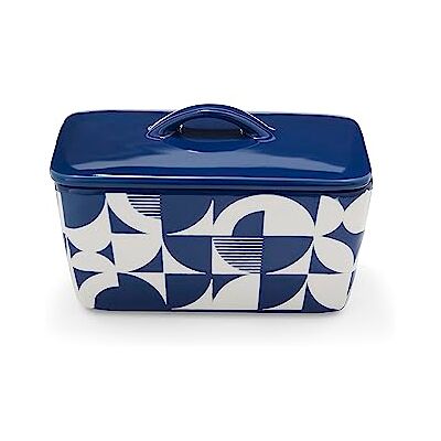 Cooksmart British Designed Ceramic Butter Dish with Lid Large Butter Dish for All Types of Kitchens Butter Dishes for of Butter Bauhaus Geo, Blue Cooksmart British Designed Ceramic Butter Dish with Lid Large Butter Dish for All Types of Kitchens Butter Dishes for of Butter Bauhaus Geo, Blue