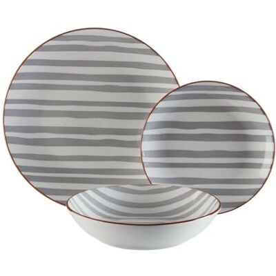 Versa Venice 18-Piece Dinnerware Set Grey Porcelain Versa Venice 18-Piece Dinnerware Set Grey Porcelain