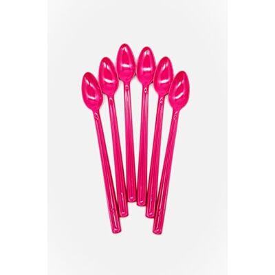 Kimmel Spoon 21 cm Long Limo Spoon Long Handle Spoon Long Drink Cocktail Spoon Ice Cream Spoon Yoghurt Spoon Dessert Spoon Bowl Spoon Party Cutlery Reusable Pack of 6 Plastic Fuchsia Kimmel Spoon 21 cm Long Limo Spoon Long Handle Spoon Long Drink Cocktail Spoon Ice Cream Spoon Yoghurt Spoon Dessert Spoon Bowl Spoon Party Cutlery Reusable Pack of 6 Plastic Fuchsia