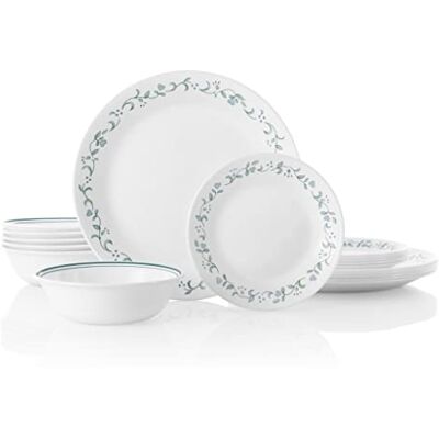Corelle 18-piece Dinner Set, Country Cottage, Blue and White Service for 6, Chip Resistant Dinnerware, Includes 26cm Dinner Plates, 17cm Salad/Side Plates and 530ml Soup/Cereal Bowls Corelle 18-piece Dinner Set, Country Cottage, Blue and White Service for 6, Chip Resistant Dinnerware, Includes 26cm Dinner Plates, 17cm Salad/Side Plates and 530ml Soup/Cereal Bowls