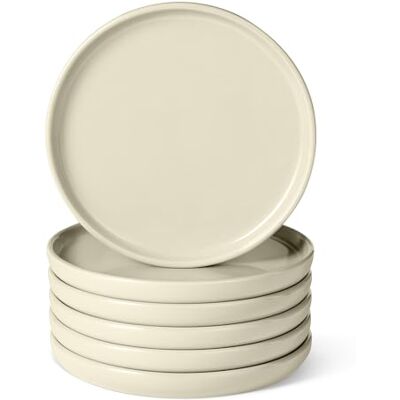 Amazon Basics Glazed Stoneware Salad Plates, 6-Piece Set, 21.1cm, Microwave and Dishwasher-Safe, Ivory Amazon Basics Glazed Stoneware Salad Plates, 6-Piece Set, 21.1cm, Microwave and Dishwasher-Safe, Ivory