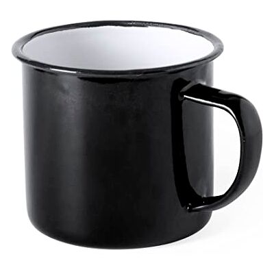 eBuyGB Set of 4 380ml Coloured Enamel Mugs Retro Outdoor Camping Travel Tin Rustic Metal Cups (Black) eBuyGB Set of 4 380ml Coloured Enamel Mugs Retro Outdoor Camping Travel Tin Rustic Metal Cups (Black)
