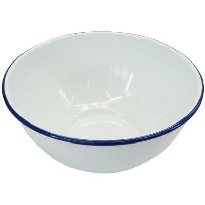 Zenker Enamel Large Mixing Bowl, Traditional Kitchen Washing Dish Mixing & Baking Puddings, Easy to Clean, Oven Safe Up To 230 Degrees Celsius, PTFE and PFOA Free, 13x13x6.7cm, White and Blue Zenker Enamel Large Mixing Bowl, Traditional Kitchen Washing Dish Mixing & Baking Puddings, Easy to Clean, Oven Safe Up To 230 Degrees Celsius, PTFE and PFOA Free, 13x13x6.7cm, White and Blue