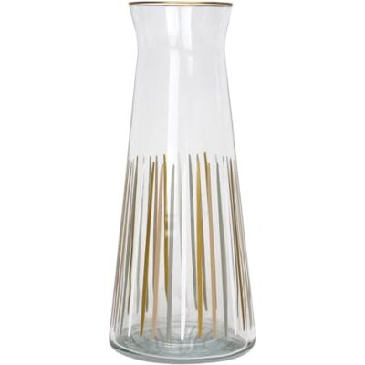 Talking Tables White and Gold Striped Glass Jug Carafe Pitchers, 25 cm Narrow Neck Glass Carafes for Fridge, Water, Milk, Iced Tea, Juice, Beverage, Wine Decanter Talking Tables White and Gold Striped Glass Jug Carafe Pitchers, 25 cm Narrow Neck Glass Carafes for Fridge, Water, Milk, Iced Tea, Juice, Beverage, Wine Decanter