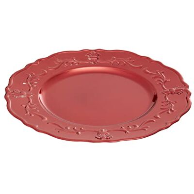 Premier Housewares 33cm Set of 4 Red Baroque Charger Plate Set versatile Dinnerware Set Charger Plates for all Ocassions Centrepiece Dinner Plates for Home Premier Housewares 33cm Set of 4 Red Baroque Charger Plate Set versatile Dinnerware Set Charger Plates for all Ocassions Centrepiece Dinner Plates for Home