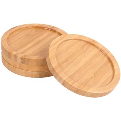 BambooMN Heavy Duty 100% Eco-Friendly Natural Bamboo Coasters 3.75" Round 4 Piece Coaster Set BambooMN Heavy Duty 100% Eco-Friendly Natural Bamboo Coasters 3.75" Round 4 Piece Coaster Set