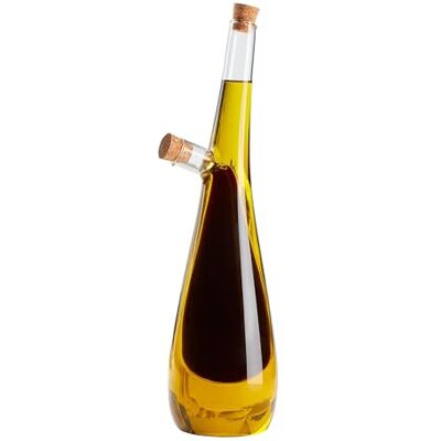 Tala Oil Pourer and Drizzle, Elegant Glass Drizzlier to Store and Pour Both Oil & Vinegar, Duel storage in contemporay curved design with Cork stoppers and holds 275ml and 125ml Tala Oil Pourer and Drizzle, Elegant Glass Drizzlier to Store and Pour Both Oil & Vinegar, Duel storage in contemporay curved design with Cork stoppers and holds 275ml and 125ml