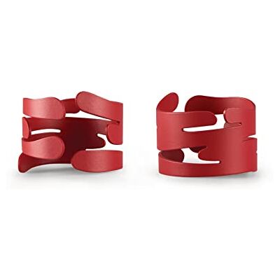Alessi Barkring BM17S2 R Set of Two Design Napkin Holders with Nature Inspired Decoration, in Steel Colored with Epoxy Resin, Red Alessi Barkring BM17S2 R Set of Two Design Napkin Holders with Nature Inspired Decoration, in Steel Colored with Epoxy Resin, Red