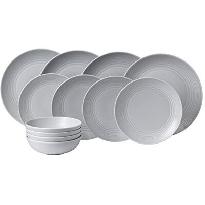 Royal Doulton Gordon Ramsay Maze 1054416 12 Pc Dinnerware Set Light Grey,Stoneware Royal Doulton Gordon Ramsay Maze 1054416 12 Pc Dinnerware Set Light Grey,Stoneware