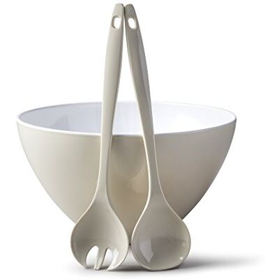 Zeal - Melamine Salad Bowl & Servers Set - Cream Zeal - Melamine Salad Bowl & Servers Set - Cream