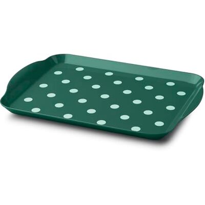 Zeal Melamine Food Serving Tray with Handles and Lipped Edges, Dotty Polka Dot Serving Lap Tray 30 x 21cm, Forest Green Zeal Melamine Food Serving Tray with Handles and Lipped Edges, Dotty Polka Dot Serving Lap Tray 30 x 21cm, Forest Green