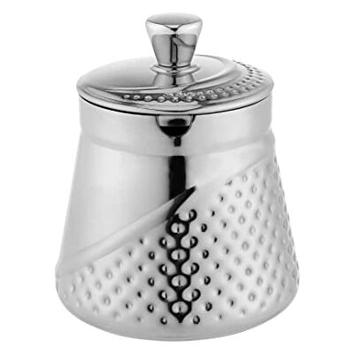 Café Olé AHS-013 Arabica Hammered Sugar Bowl with Lid 18/10 Stainless Steel Mirror Polished Keep Sugar Fresh, Silver Café Olé AHS-013 Arabica Hammered Sugar Bowl with Lid 18/10 Stainless Steel Mirror Polished Keep Sugar Fresh, Silver