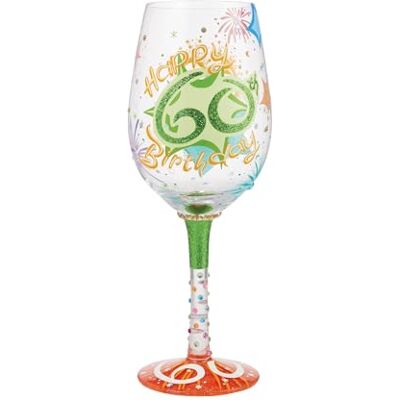 Enesco Lolita Happy 60th Birthday Wine Glass Drinking Glasses Enesco Lolita Happy 60th Birthday Wine Glass Drinking Glasses