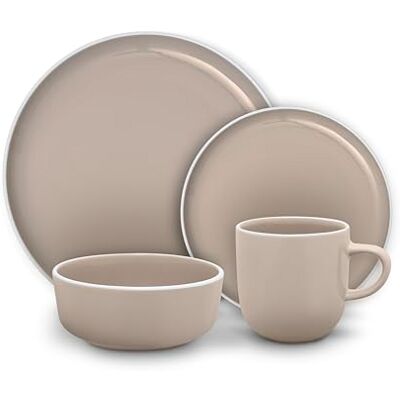 Barbary & Oak Nattura 16 Piece Dinnerware Set, 4X Dinner Plates, 4X Side Plates, 4X Bowls, 4X Mugs, Made from Premium Stoneware, Dishwasher Safe, Cashmere, BO867022CSH Barbary & Oak Nattura 16 Piece Dinnerware Set, 4X Dinner Plates, 4X Side Plates, 4X Bowls, 4X Mugs, Made from Premium Stoneware, Dishwasher Safe, Cashmere, BO867022CSH