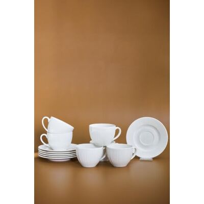 KARACA Anna Embossed Tea Set. 12 Pieces. White KARACA Anna Embossed Tea Set. 12 Pieces. White